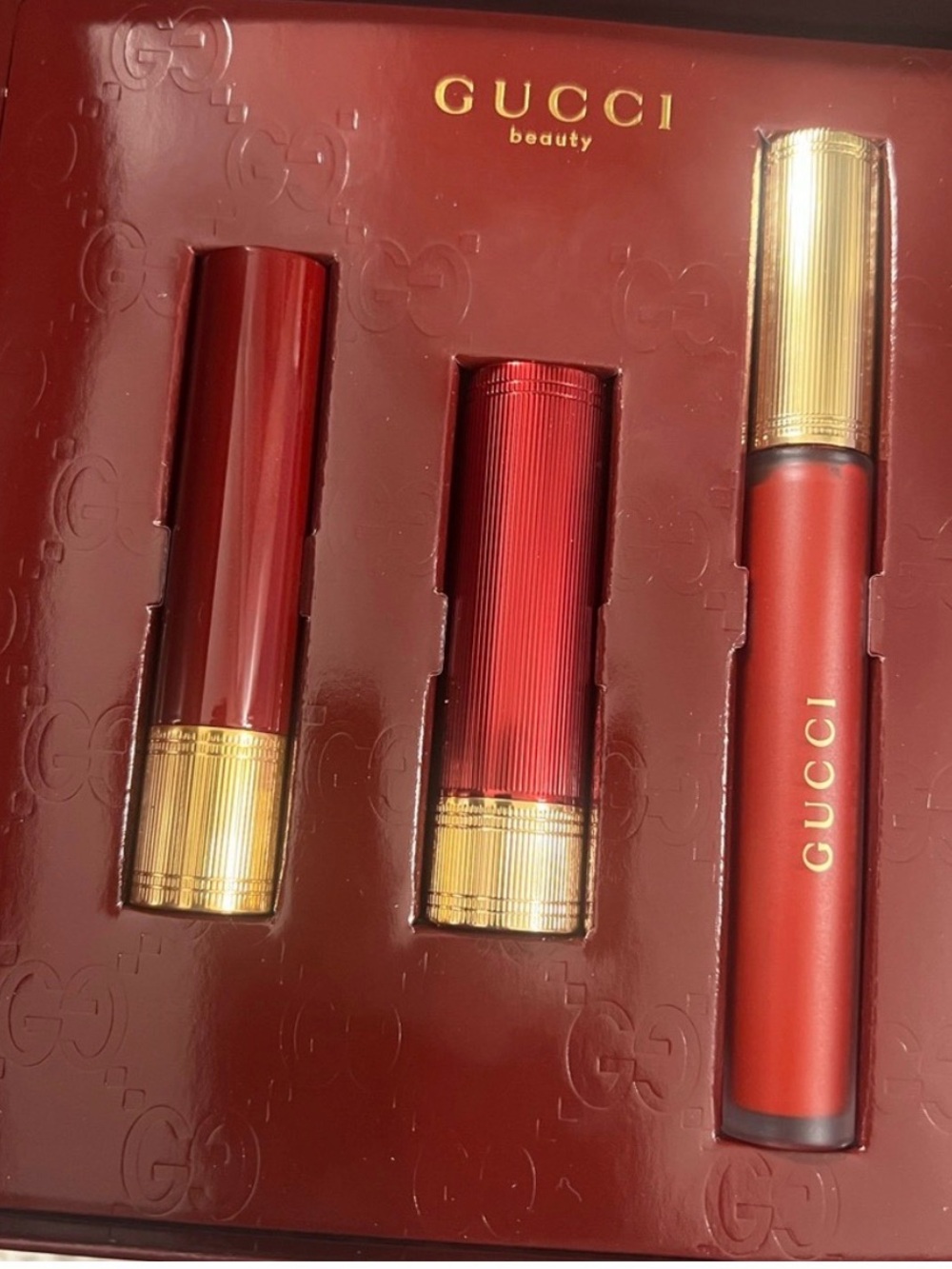 Gucci Rosso 509 Ancora lipstick trio gift set
